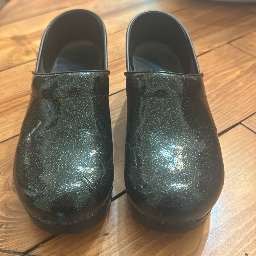 Dansko Professional Black glitter clogs size 38